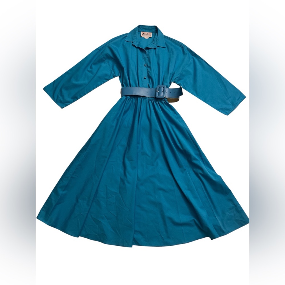Vintage The American Shirt Dress Teal Blue